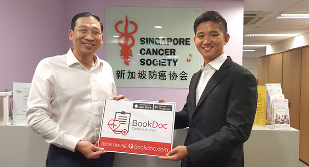 (left) Mr Albert Ching, CEO of Singapore Cancer Society and Dato Chevy Beh, CEO and Founder of BookDoc