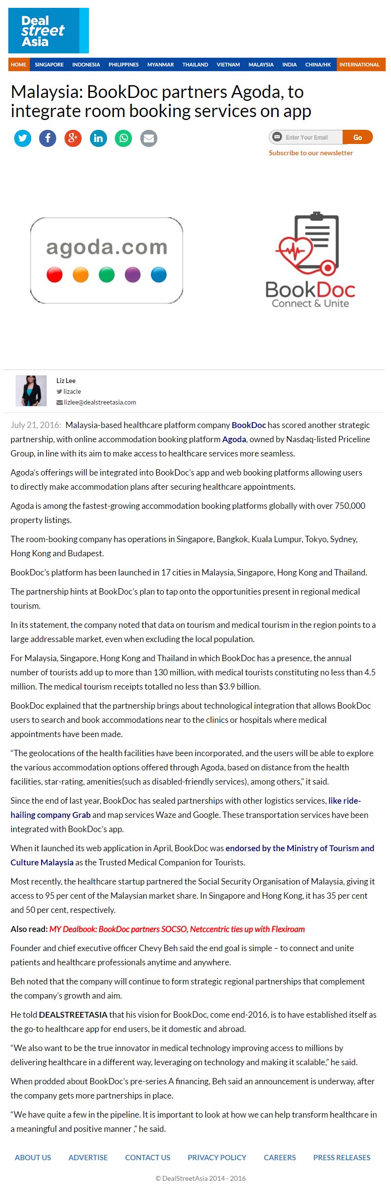 Malaysia: BookDoc partners Agoda, to integrate room booking services on app