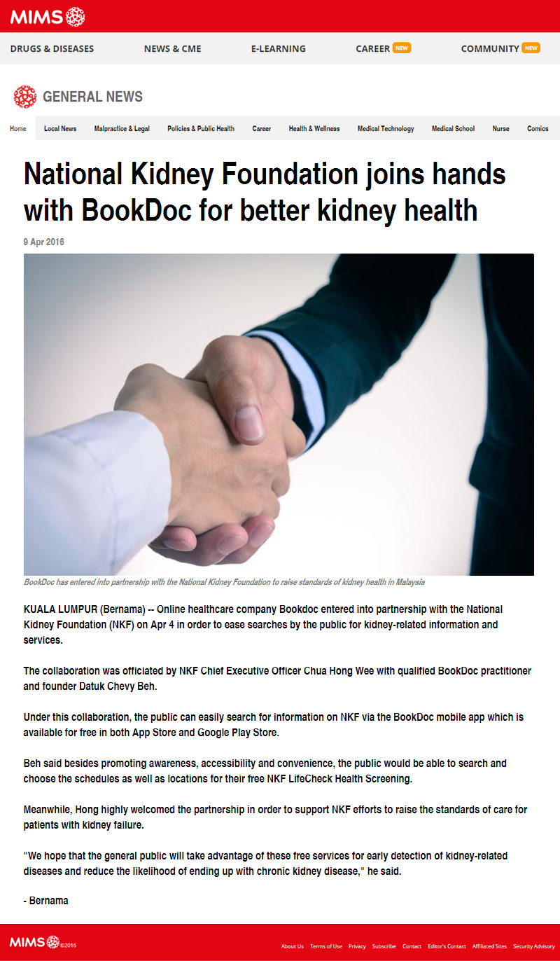 National Kidney Foundation joins hands with BookDoc for better kidney health