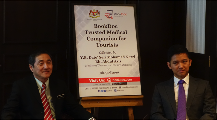 BookDoc is endorsed by Malaysia Tourism & Promotion Board as a Trusted Companion for traveler. Picture shows Tan Sri Dr Ong Hong Peng (left), Secretary General of The Ministry of Tourism and Culture and Dato Chevy Beh (Right), CEO of BookDoc, during the official launch of BookDoc Web portal.