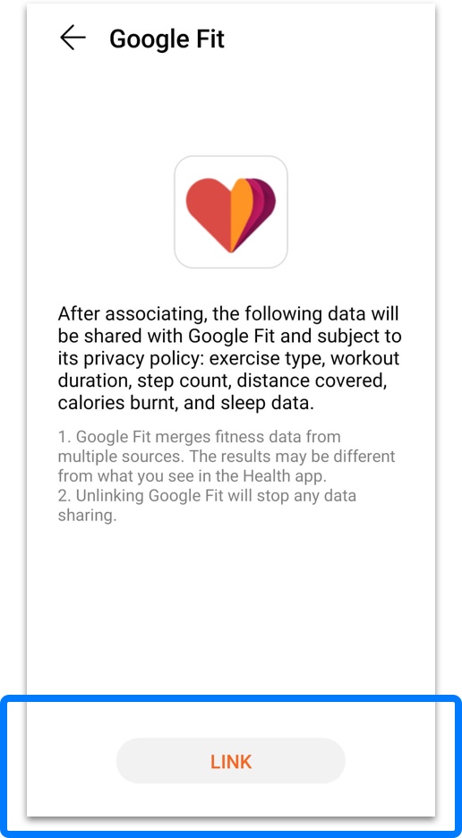 Huawei fit hot sale google fit